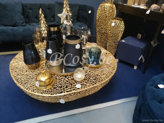 J Line Jline Couchtisch Rund Klein Koralle Aluminium Gold couchtische Kaffeetische