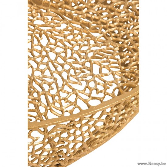 tables de salon basse Jolipa Jline Table De Salon Ronde Basse Corail Aluminium Or