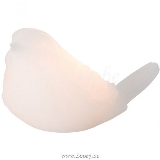 oiseaux sur pied statuettes Jolipa Jline Oiseau Led Cire Blanc Small