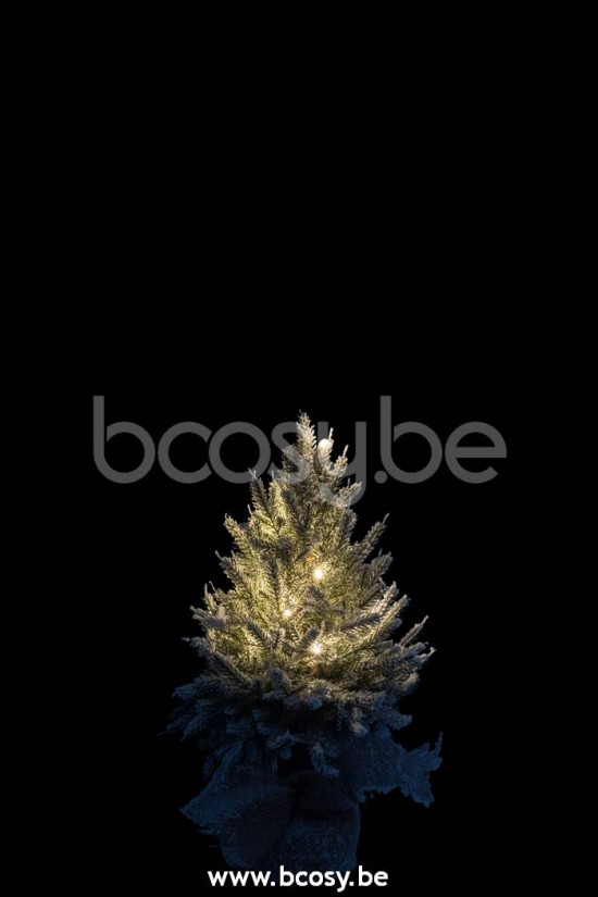 arbres sapins de noel sur pied Jolipa Jline Sapin De Noel Led Pot Jute Plastique Vert Enneige Small