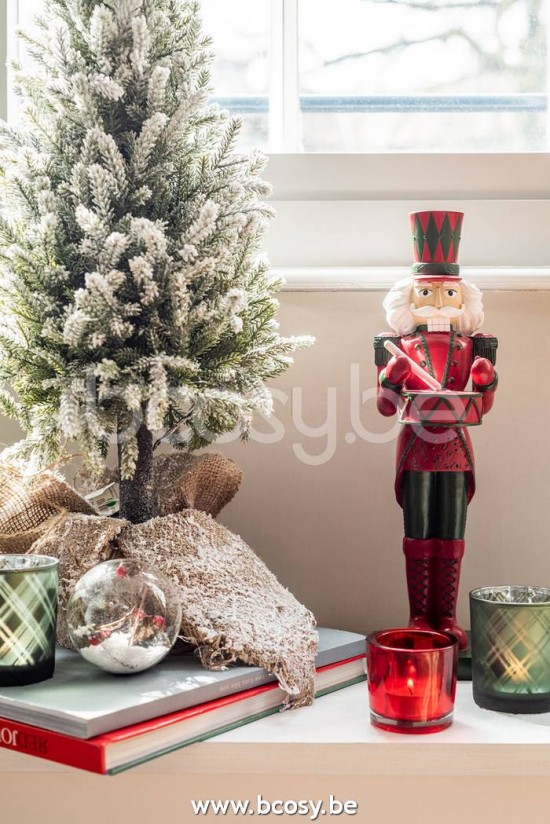 Jline Arbol De Navidad Led Tarro Yute Plastico Nevado Verde Medium