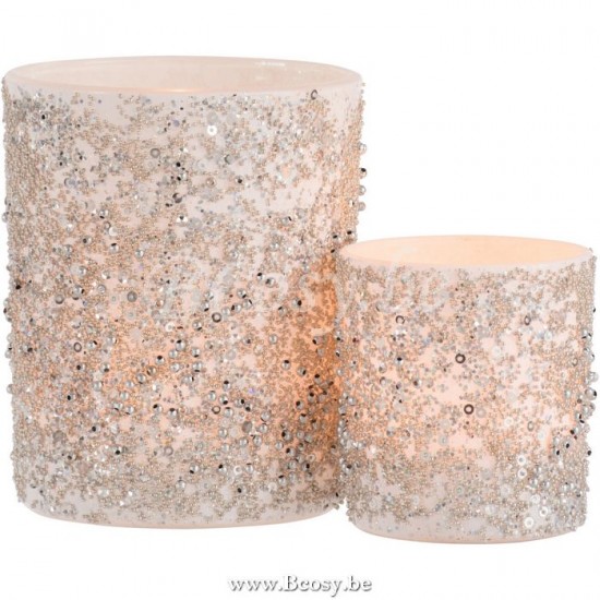 J Line Jline Tealight Holder Pearls Glass Silver Large tea lights holders