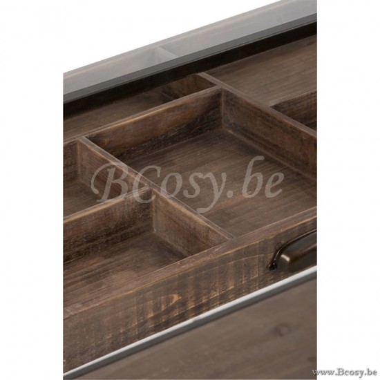 JLine J Line 87775 Console met Lade en houten verdelingen Verdeel Hout Metaal 125 consoles wandtafels