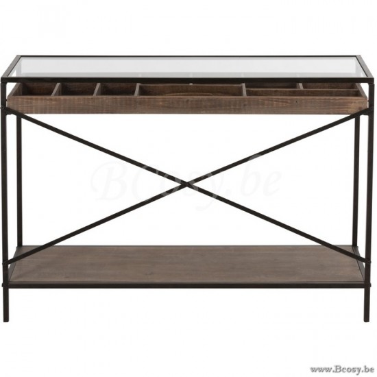 J Line Jline Console Lade Verdeel Hout Metaal Bruin