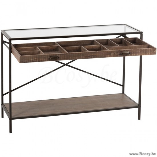 J Line Jline Console Drawer Divide Wood Metal Brown sidetables