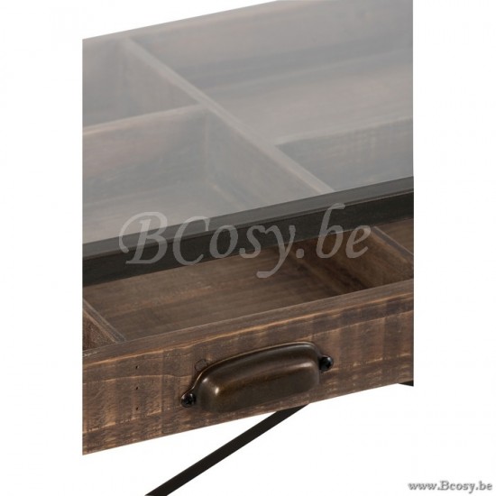 J Line Jline Console Cassetti Divisi Legno Metallo Marrone Consola Cajon Division Madera Metal Marron