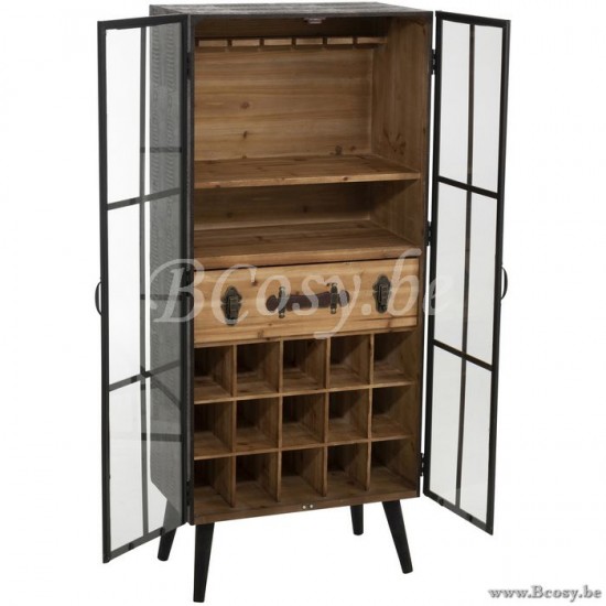 J Line Barkast 1 Lade Hout Glas Zwart