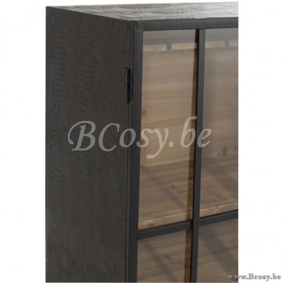 J Line Jline Barschrank 1 Schublade Holz Glas Schwarz barschrank Barschraenke