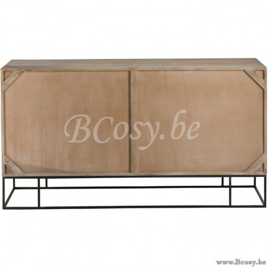 J Line Jline Kast 3Schuifdeuren Geweven Riet Mangohout Naturel