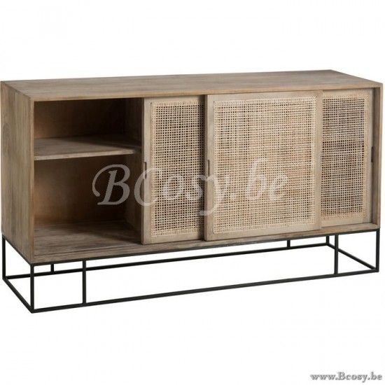J Line Jline Cabinet 3Sliding Doors Woven Reed Mango Wood Natural closets