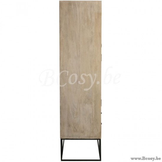 garderobes penderies lingeries Jolipa Jline Armoire 3 Portes 4 Tiroirs Rotin Tisse Bois De Manguier Naturel