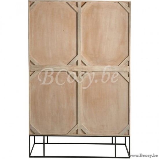 J Line Jline Kast 3Deuren 4Laden Geweven Riet Mangohout Naturel