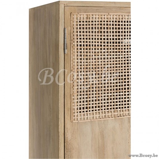 J Line Jline Armadio 3 Porte 4 Cassetti Rattan Mango Naturale Armario 3 Puertas 4 Cajones Ratan Tejido Madera De Mango Natural