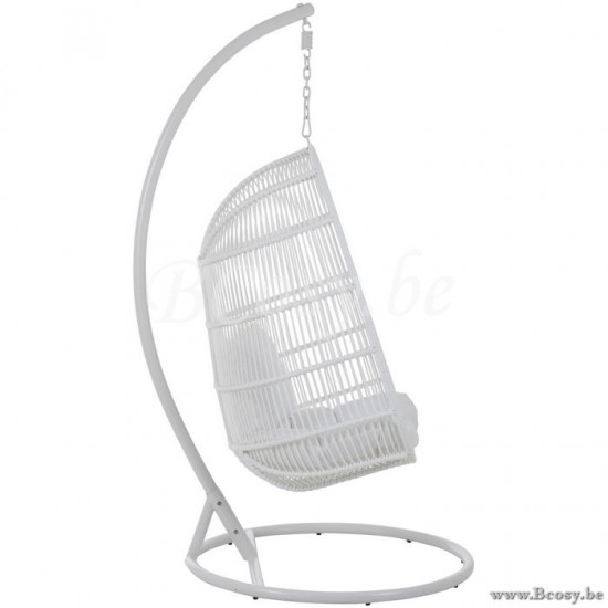 chaise suspendue oeuf Jolipa Jline Chaise Suspendue Ovale Acier Blanc