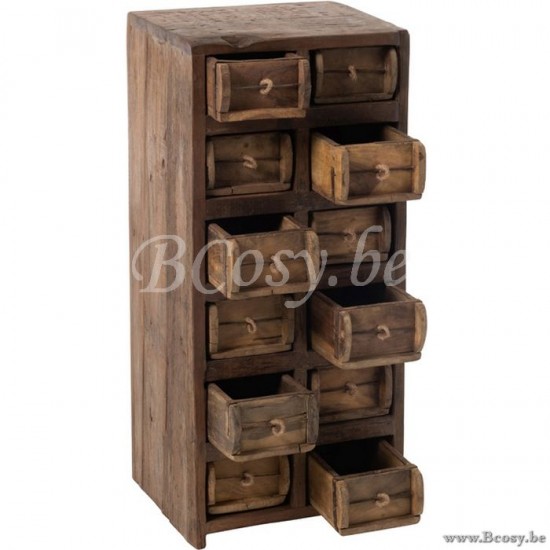 J Line Jline Cabinet 12Drawers Rough Recycled Wood Brown cabinets with drawers