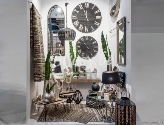 J Line Jline Uhr Rund Led Mechanismus Spiegel Silber Champagne wanduhren