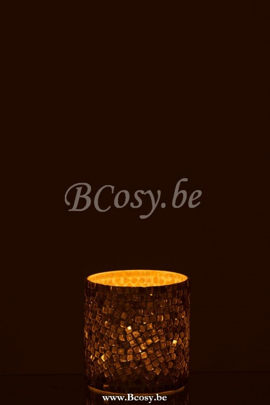 lanternes photophores Jolipa Jline Photophore Mosaiques Verre Blanc Argent Small