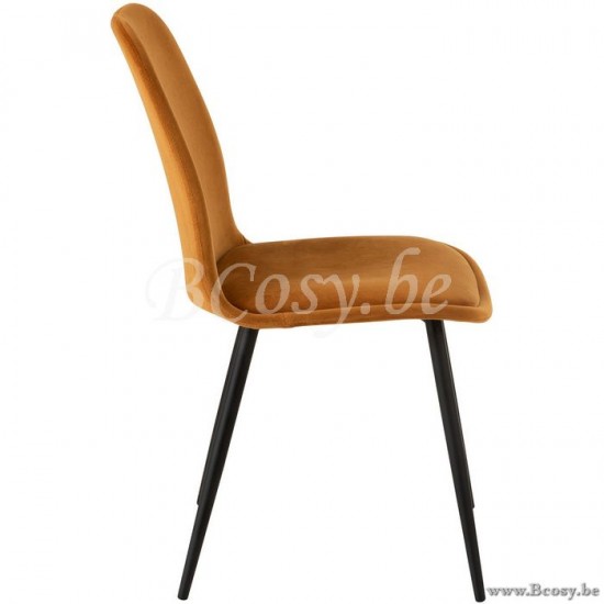 chaises de repas Jolipa Jline Chaise Claire Metal Textile Ocre