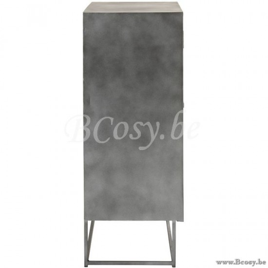 armoires avec portes et tirroirs Jolipa Jline Armoire Shanil 2 Portes Bois Metal Naturel Gris