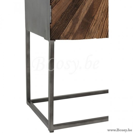 J Line Jline Barschrank Shanil 2 Türe Holz Metall Naturell Grau barschrank Barschraenke