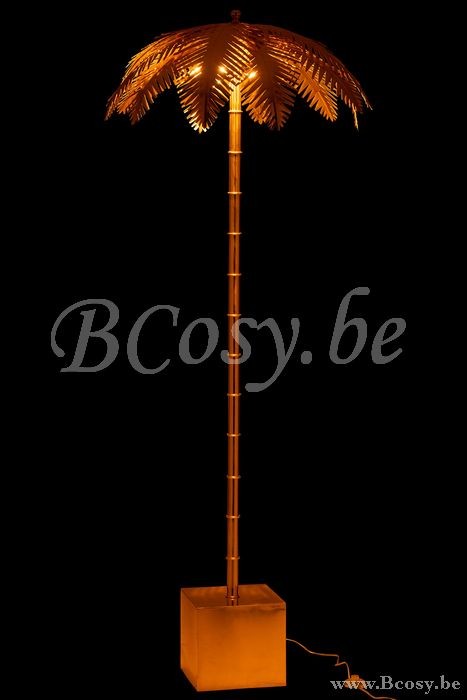 Lampadaires Lampes Raides Debouts Sur Pied De Sol Jolipa Jline Lampe Sur Pied Feuilles De Coco Acier Or