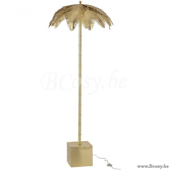J Line 96493 Staande Lamp Staand Kokosbladeren Staal Goud 200H Vloerlampen Stalampen Staande Lampen Staanlampen