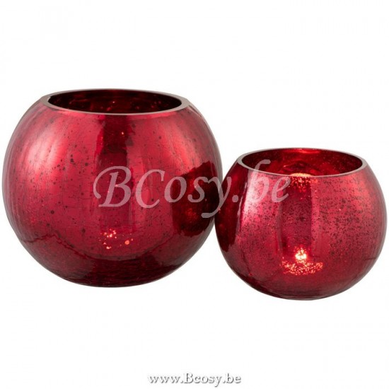 J Line Jline Hurricane Ball Crackle Glass Shiny Red Large lanterns hurricanes