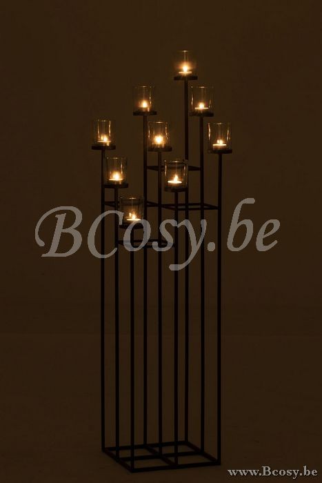 bougeoirs Jolipa Jline Bougeoir 9 Parties Metal Verre Noir