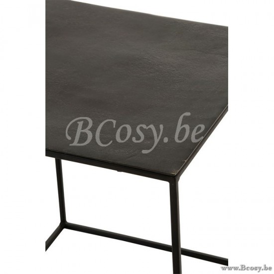 J Line Jline Set 2 Bijzettafels Vierkant Oxidize Aluminium Ijzer Antiek Zwart Groen