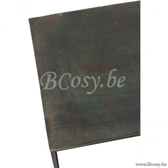 J Line Jline Coffee Table Rectangular Oxidize Aluminium Iron Antique Black Green coffee tables