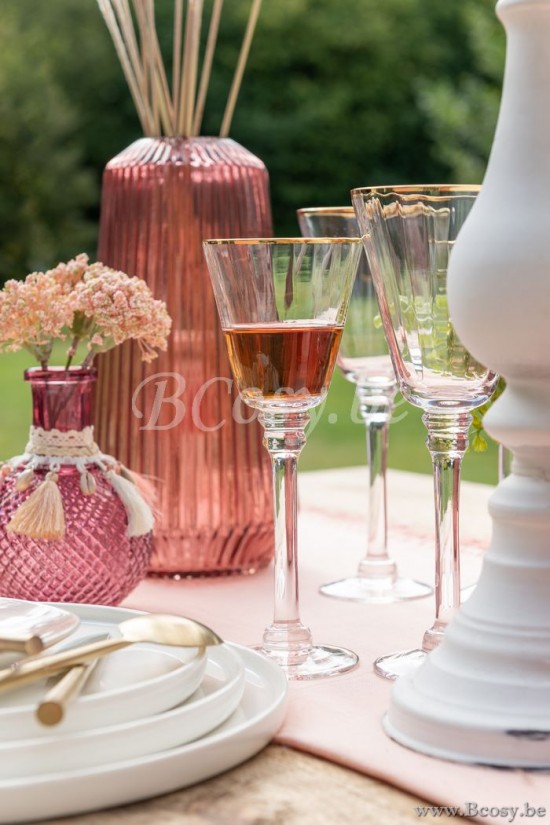 Jline Copa Vino Blanco Borde Cristal Transparente Oro