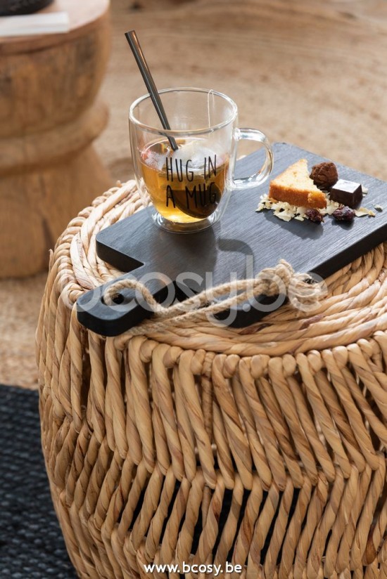 Jline Taza Platillo Texto Cristal Madera Transparente Negro Natural Surtido De 2