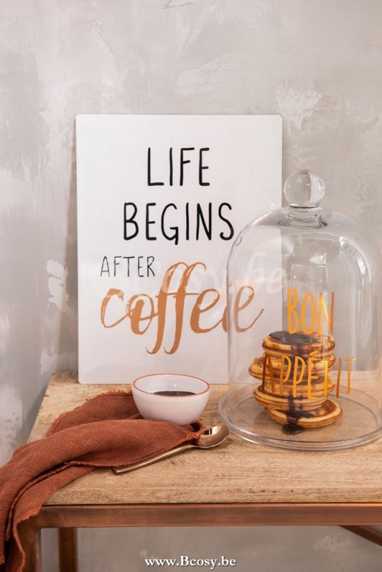 J Line Jline Campana Bon Appetit Rotondo Vetro Trasparente Rame Campana Bon Appetit Redonda Cristal Transparente Cobre