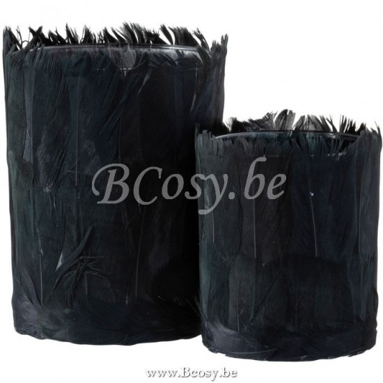 J Line Jline T Lichthouder Veren Glas Zwart Large