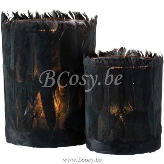 J Line Jline Tealight Holder Feathers Glass Black Large tea lights holders
