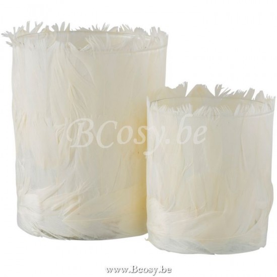 J Line Jline T Lichthouder Veren Glas Creme Large