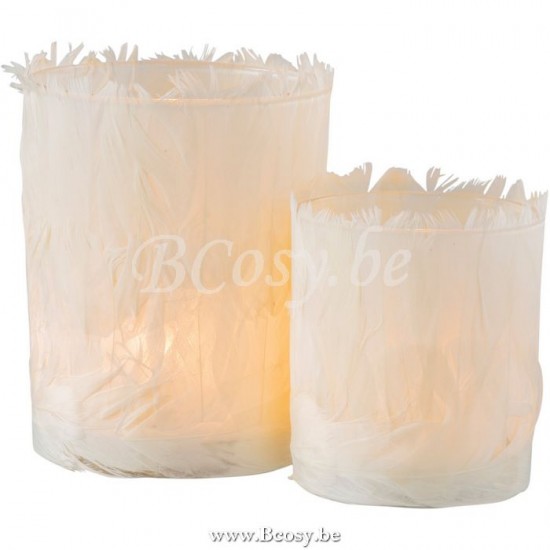 J Line Jline Tealight Holder Feathers Glass Cream Large tea lights holders