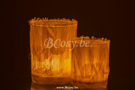 J Line Jline Teelichthalter Feder Glas Creme Large t lichthalter teelichtleuchter teelichte