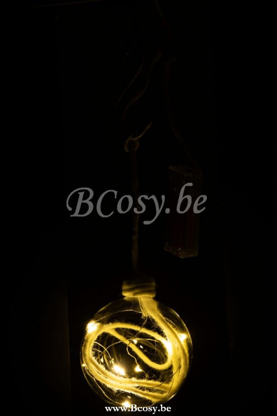 boules de noel Jolipa Jline Boule De Noel Corde Led Verre Transparent Blanc Medium