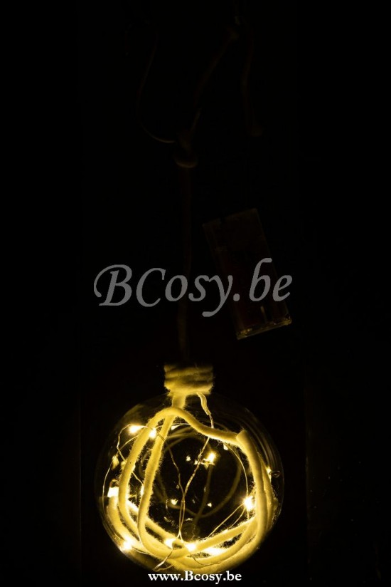 boules de noel Jolipa Jline Boule De Noel Corde Led Verre Transparent Blanc Large