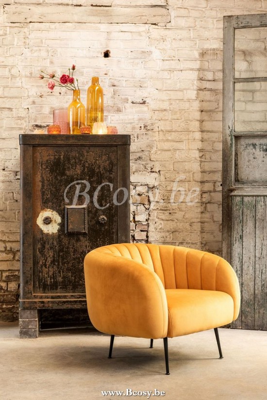 Jline Portavelas Terciopelo Bola Vidrio Ocre Large