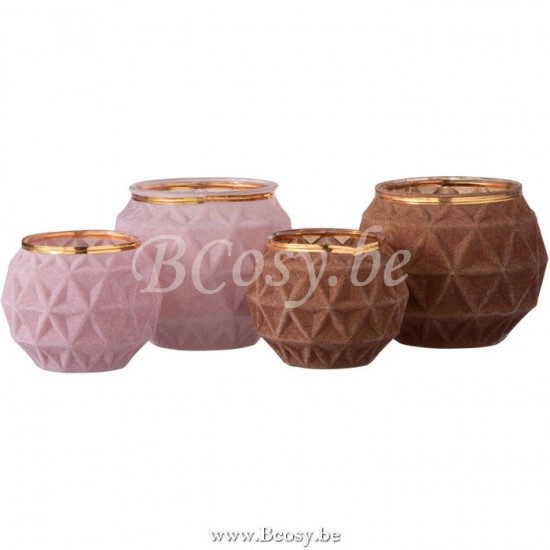 J Line Jline T Lichthouder Fluweel Bol Glas Oker Large