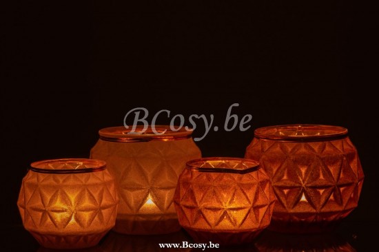 J Line Jline Tealight Holder Velvet Ball Glass Ochre Large t lichthalter teelichtleuchter teelichte