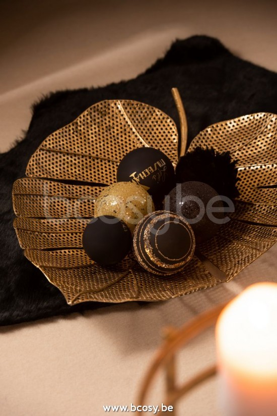 Jline Caja De 4 Bolas De Navidad Lentejuelas Vidrio Opaco Negro Oro Medium