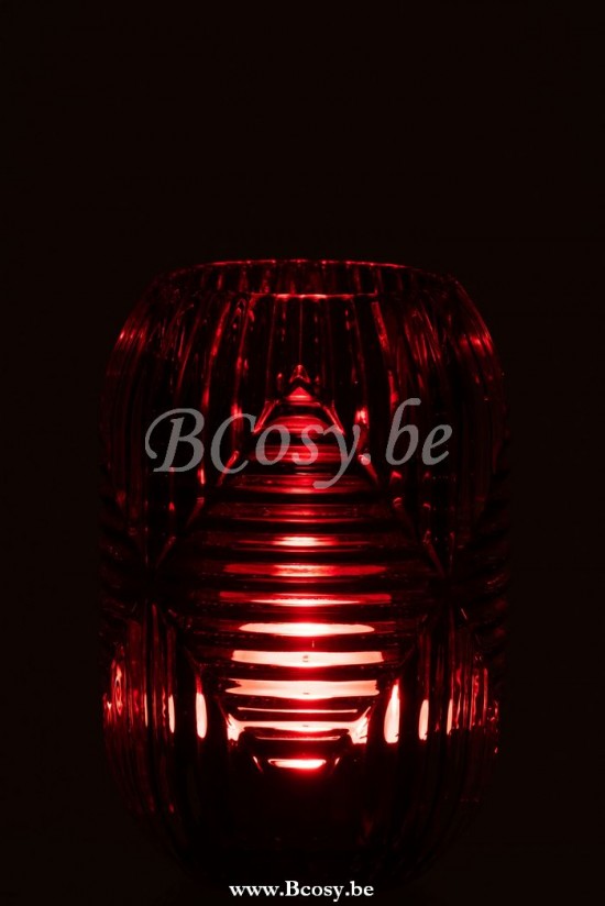 photophores Jolipa Jline Photophore Haut Lignes Verre Rouge