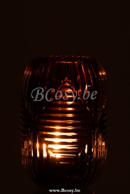 photophores Jolipa Jline Photophore Haut Lignes Verre Marron