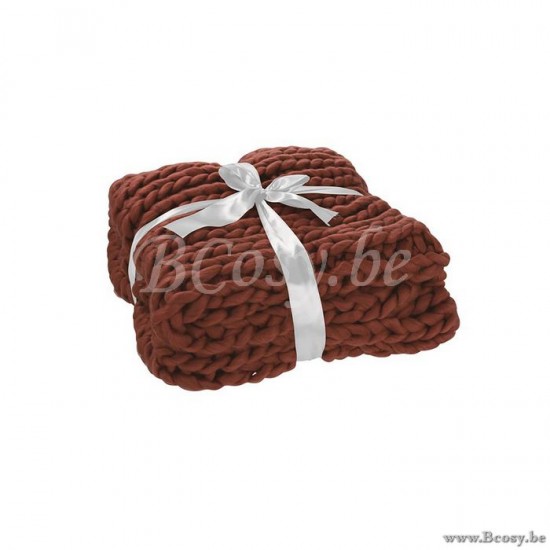 J Line 98205 Plaid Gebreid Acryl Rood 160X125 plaids deken dekens dekentjes quilts