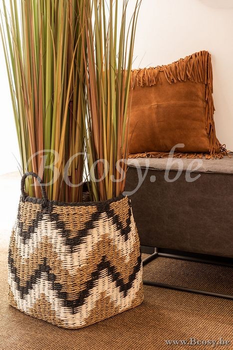 J Line Jline Kissen Fransen Viereckig Leder Cognac kissen