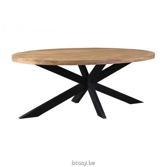 LABEL51 Eetkamertafel Zip - Rough - Mangohout - Ovaal - 210x100 cm.