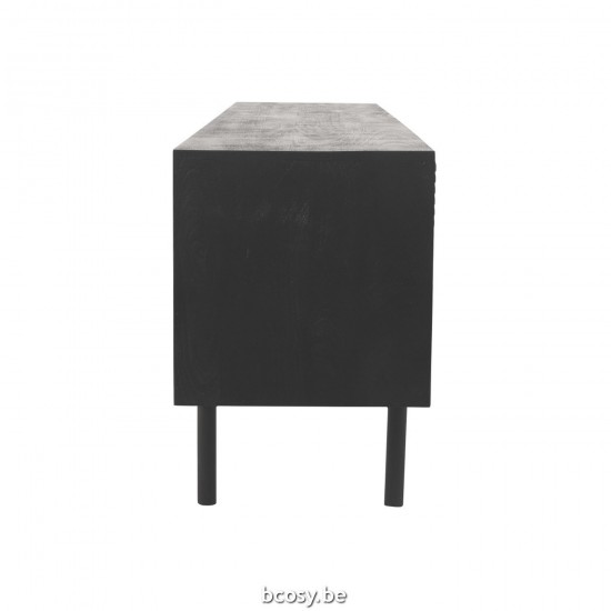 LABEL51 Meuble TV Cotia Noir Bois de manguier.